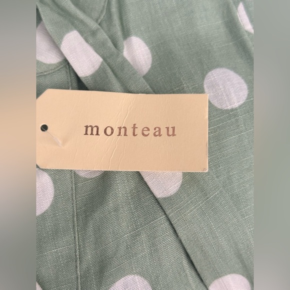 Monteau Green and White Polka Dot Midi Dress - Picture 8 of 8